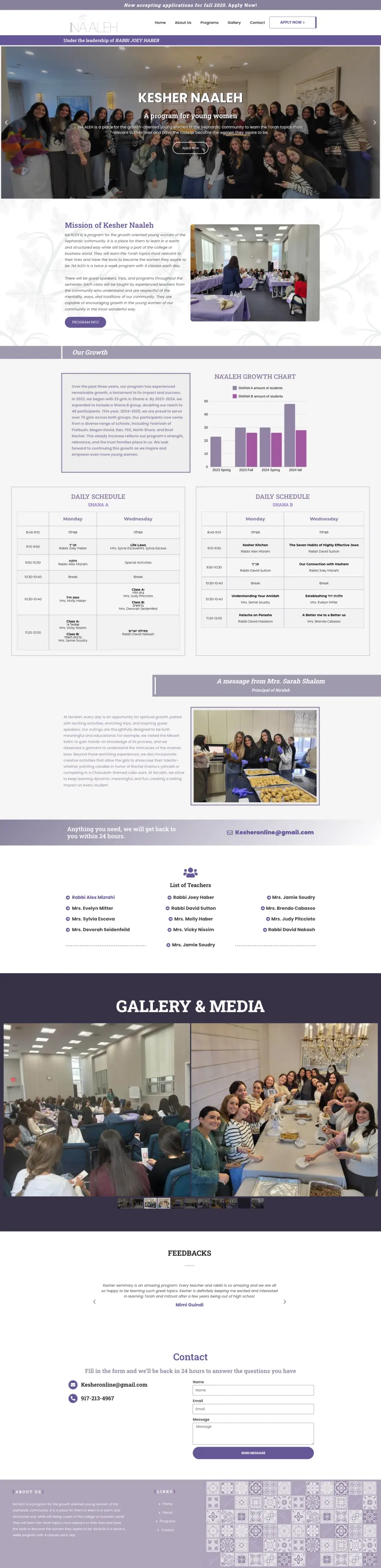 Kesher Naaleh full homepage screenshot